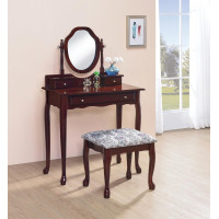 Coaster Furniture 3441 2-piece Vanity Set with Upholstered Stool Brown Red